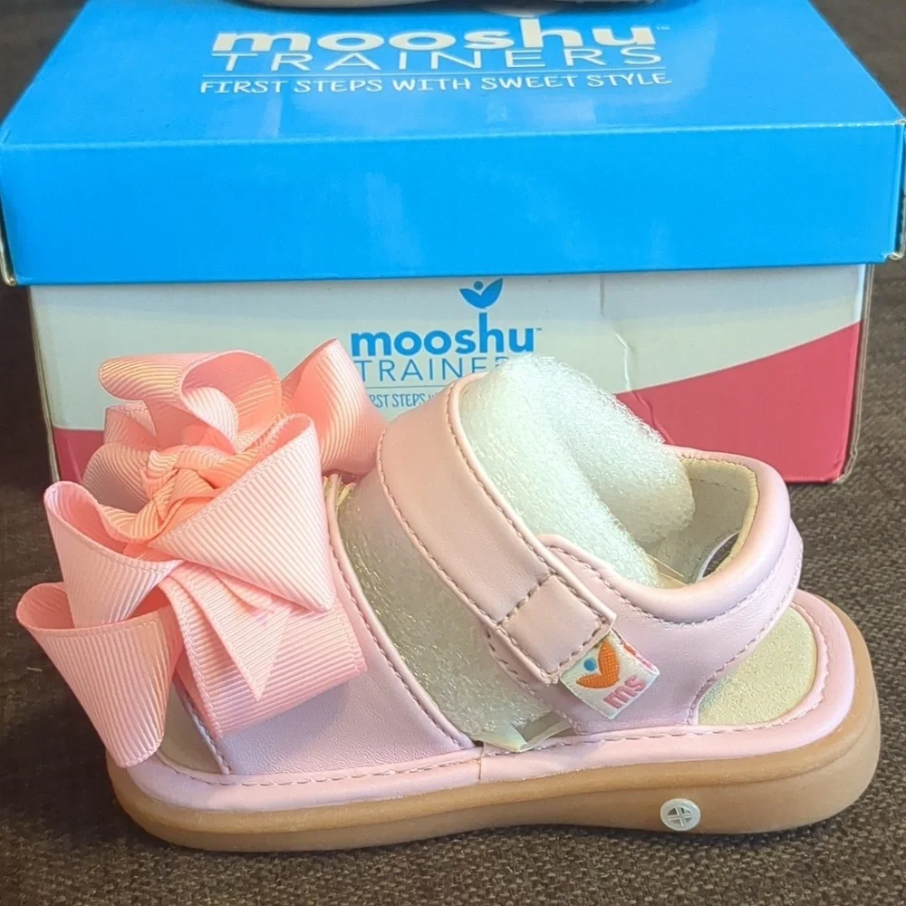 mooshu TRAINERS Baby Girl Pink Bow Sandals